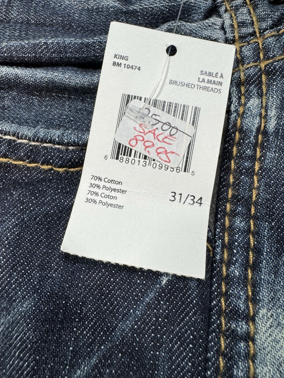 Buffalo David Bitton King Jeans mens 31x34 Blue Low Rise Slim Boot New Msrp 125